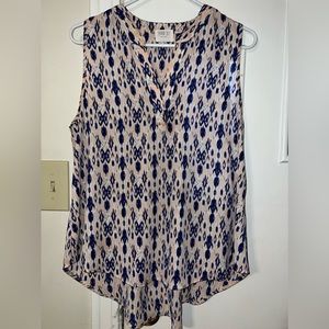 Sienna Sky Coral/Light Pink and Blue sleeveless blouse. Size L. Great condition